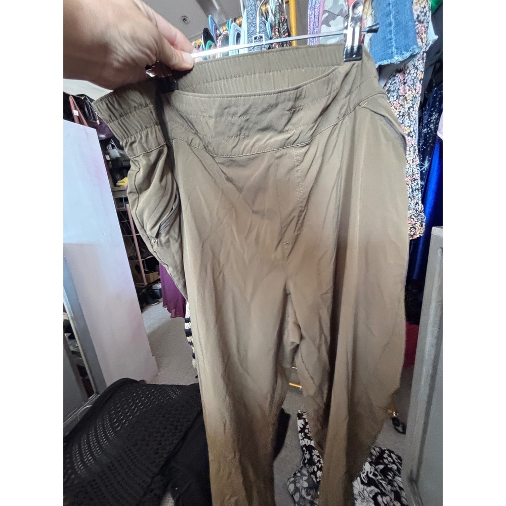 Sahalie Womens 1X Tan Khaki‎ Elastic Waist Zipper Pocket Outdoor Hiking Pants